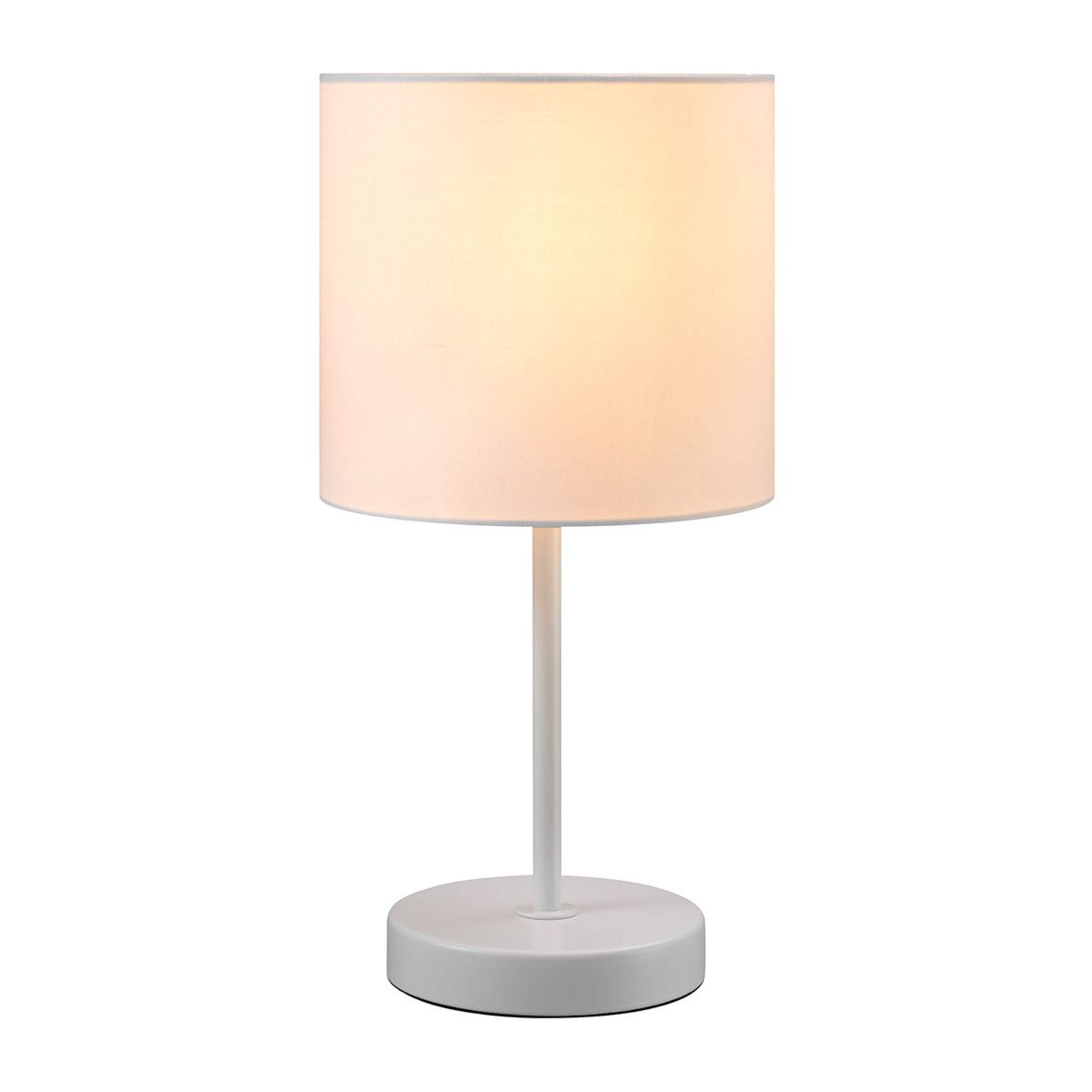 For Living White Fabric Shade Accent Lamp with Inline Switch, 14-in, Matte White Front_Flat