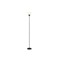 For Living Torchiere Frosted Plastic Shade Floor Lamp, 70-in, Matte Black Front_Flat