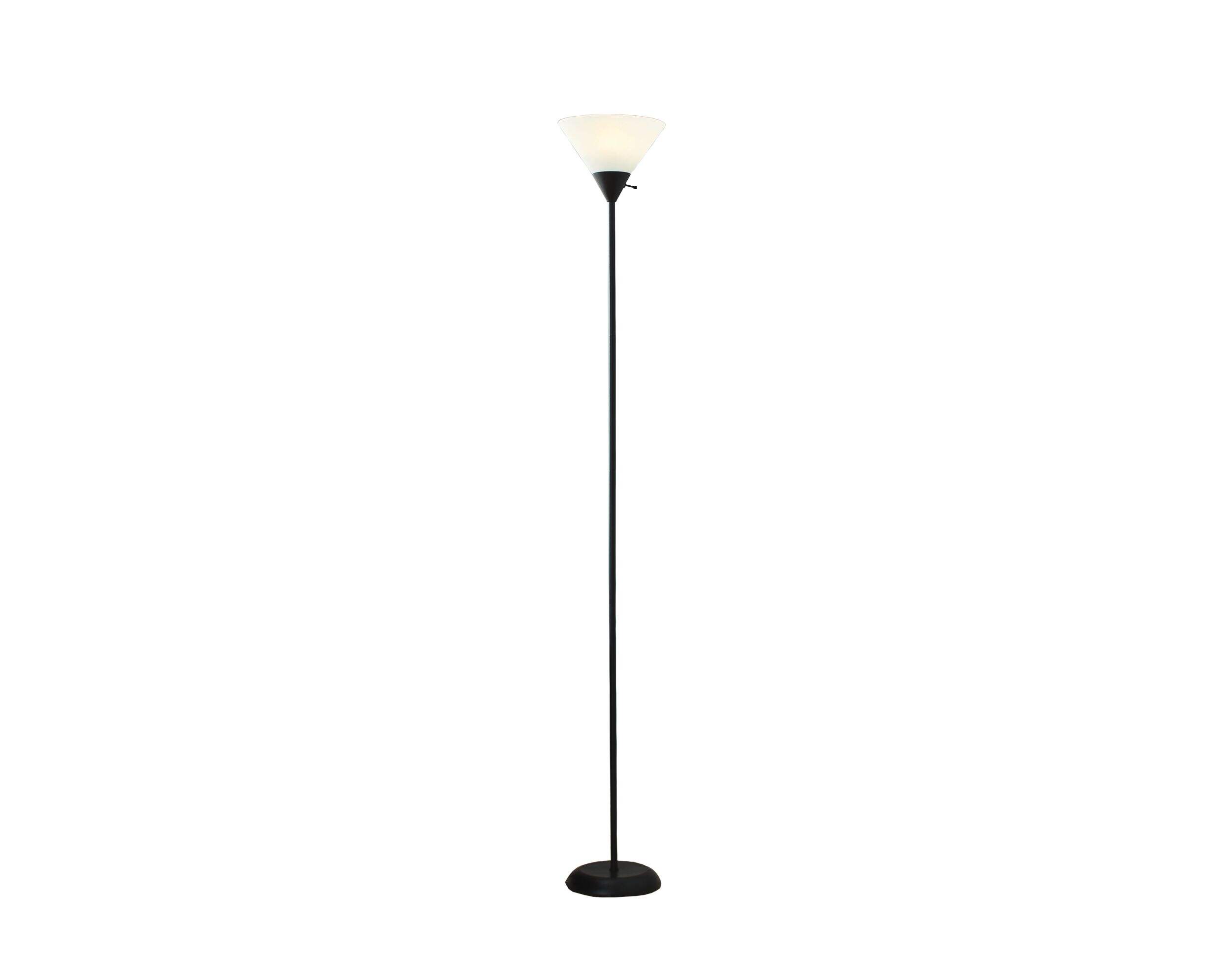 Lampe torchère avec abat-jour en plastique givré For Living, 70 po, noir mat Front_Flat