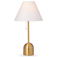 CANVAS White Linen Cone Shade Table Lamp, 22-in, Antique Brass Front_Flat
