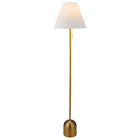 CANVAS White Linen Cone Shade Floor Lamp, 60-in, Antique Brass Front_Flat
