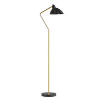 CANVAS Matte Black Adjustable Round Shade Floor Lamp, 60-in, Antique Brass