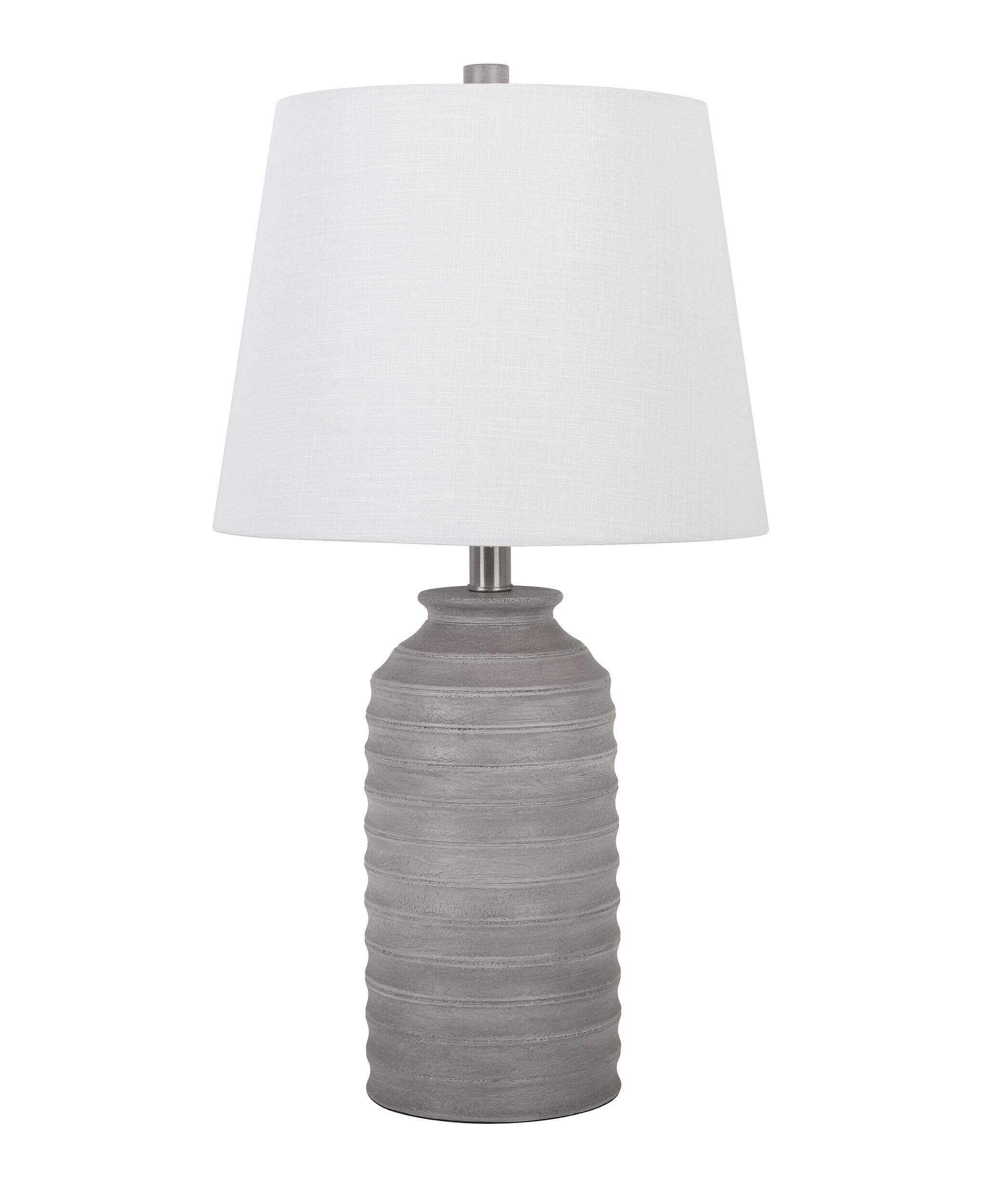 CANVAS White Tapered Linen Shade Table Lamp, 20-in, Grey Cement Front_Flat