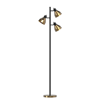 CANVAS 3-Light Adjustable Cone Spotlight Floor Lamp, 67-in, Matte Black/Brushed Brass Front_Flat