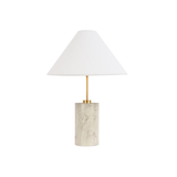 CANVAS White Linen Cone Shade Table Lamp, 22-in, Ivory Marble Front_Flat