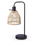 CANVAS Rattan Shade Table Lamp, 20-in, Matte Black Front_Angled_Left