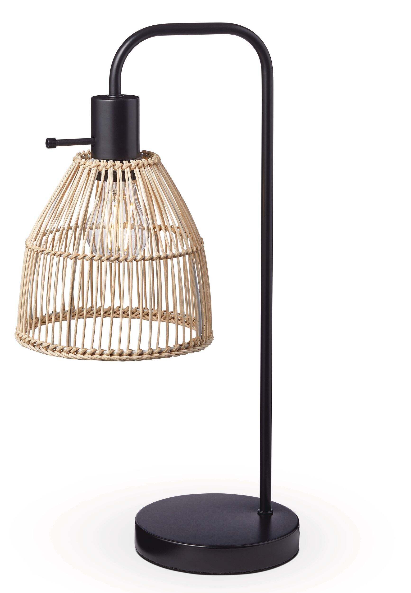 CANVAS Rattan Shade Table Lamp, 20-in, Matte Black Front_Angled_Left