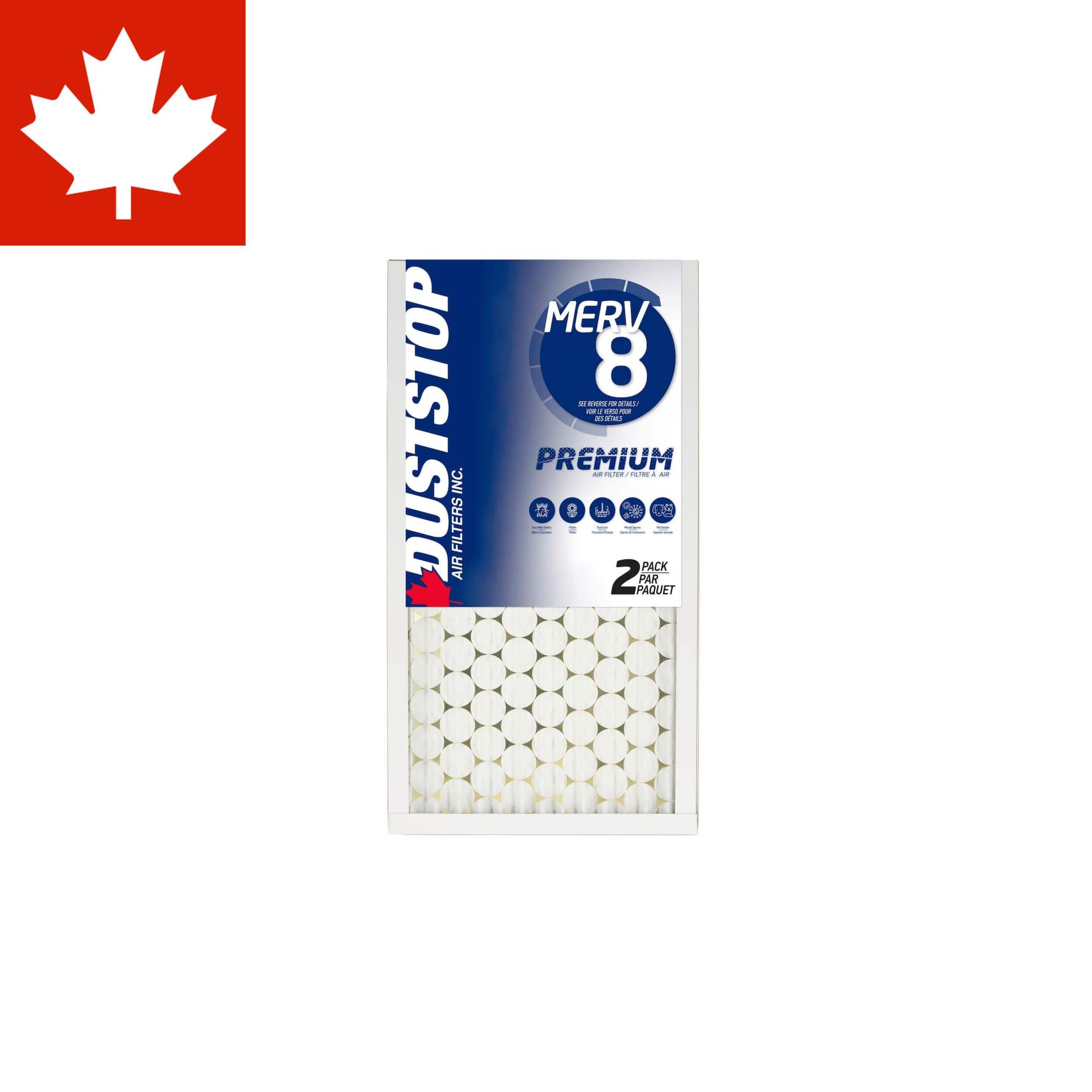 Duststop MERV 8 Premium Filter, 13-in x 24-in x 1-in, 2-pk Front_Flat