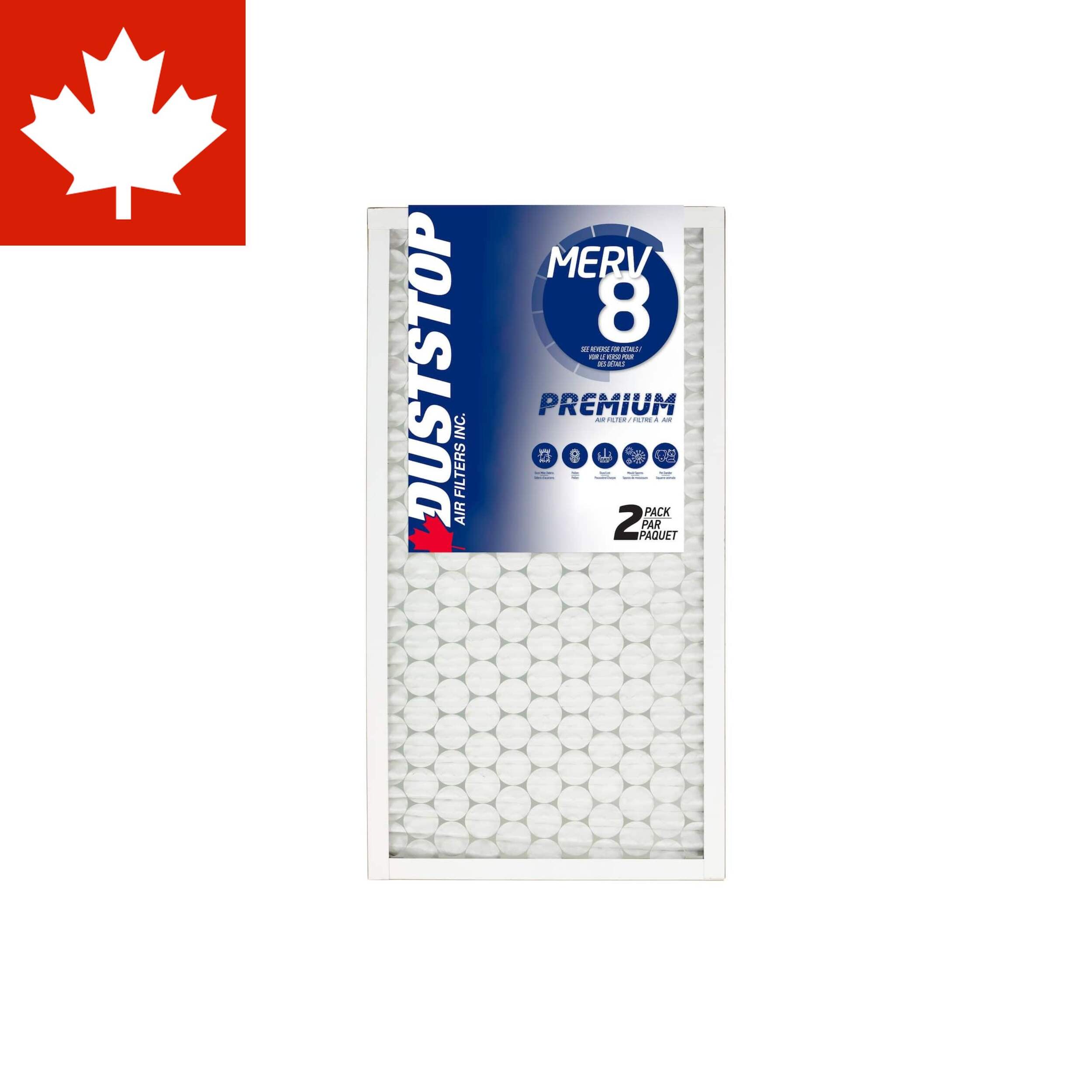 Duststop MERV 8 Premium Filter, 15-in x 28-in x 1-in, 2-pk Front_Flat