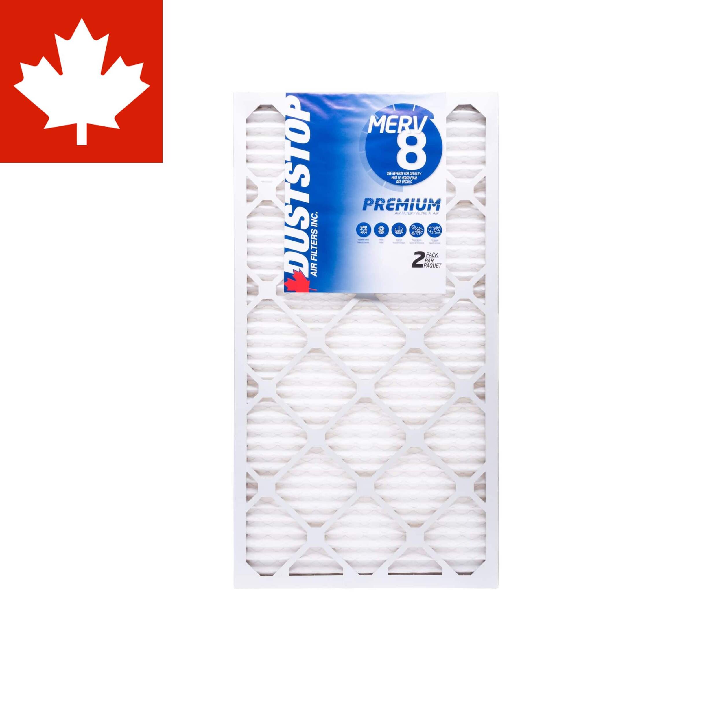 Duststop MERV 8 Premium Filter, 16-in x 30-in x 1-in, 2-pk Front_Flat