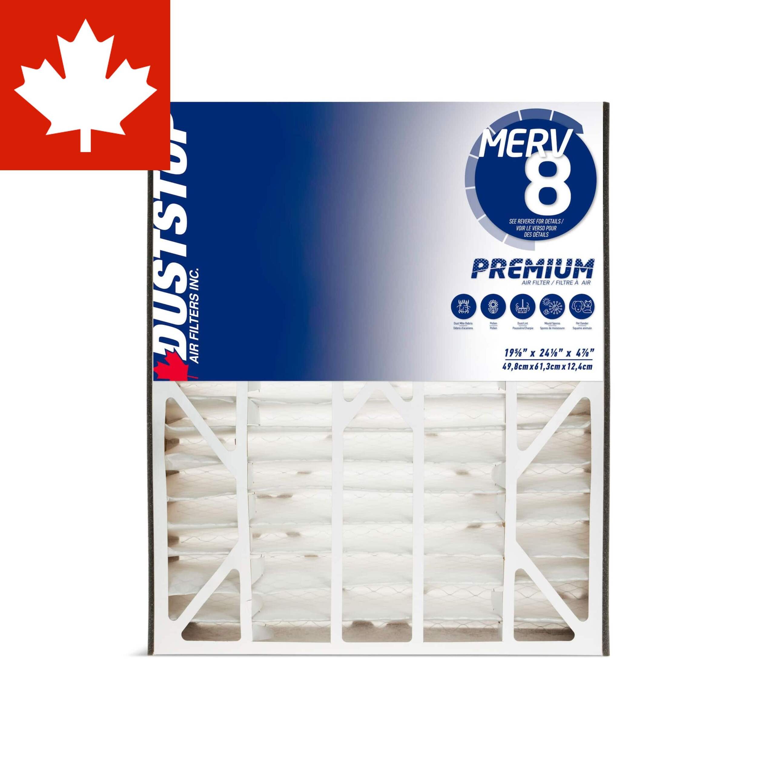 Wide Duststop MERV 8 Premium Filter with Foam, 20-in x 25-in x 5-in Front_Flat