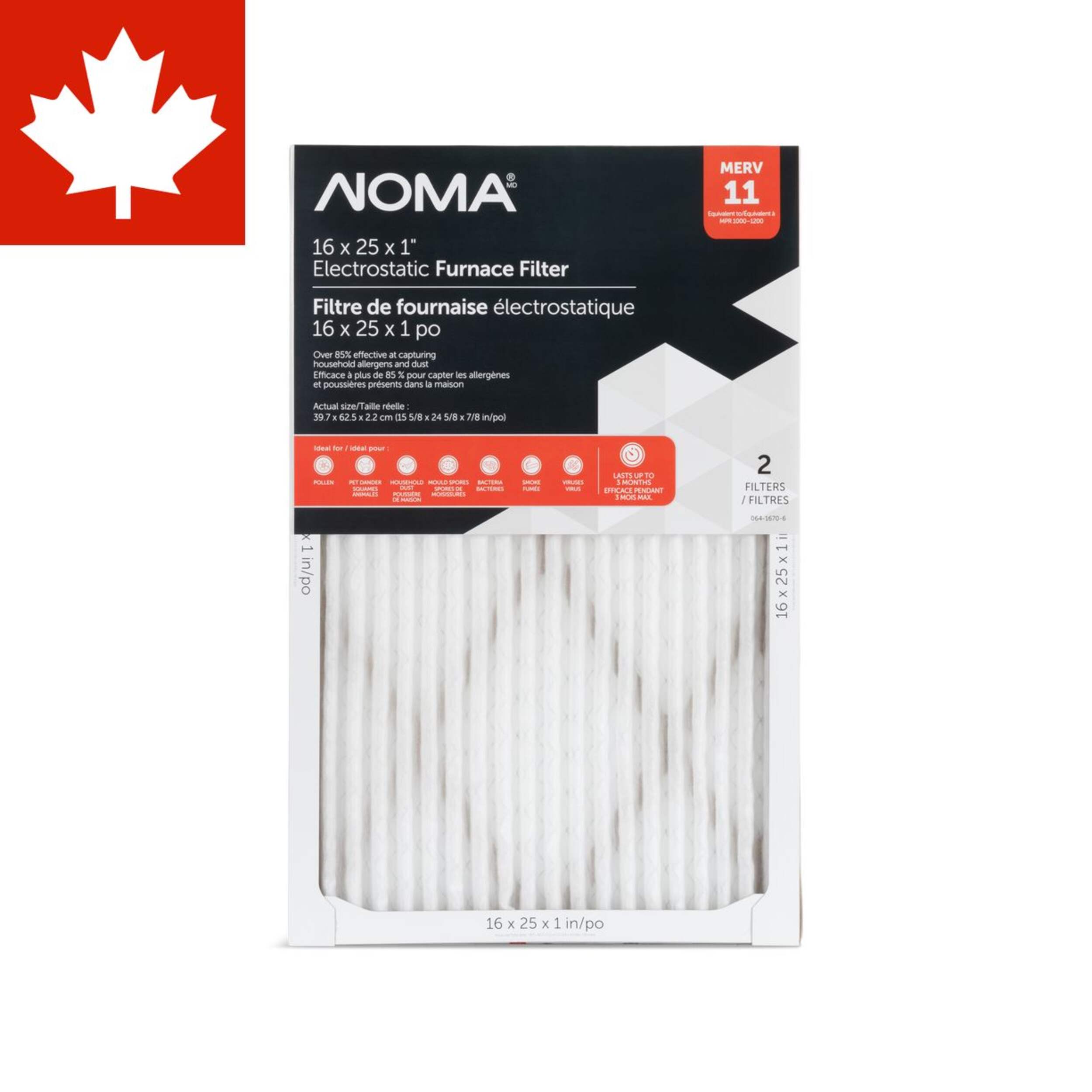 NOMA Merv 11, 16-in x 25-in, 2-pk Front_Flat