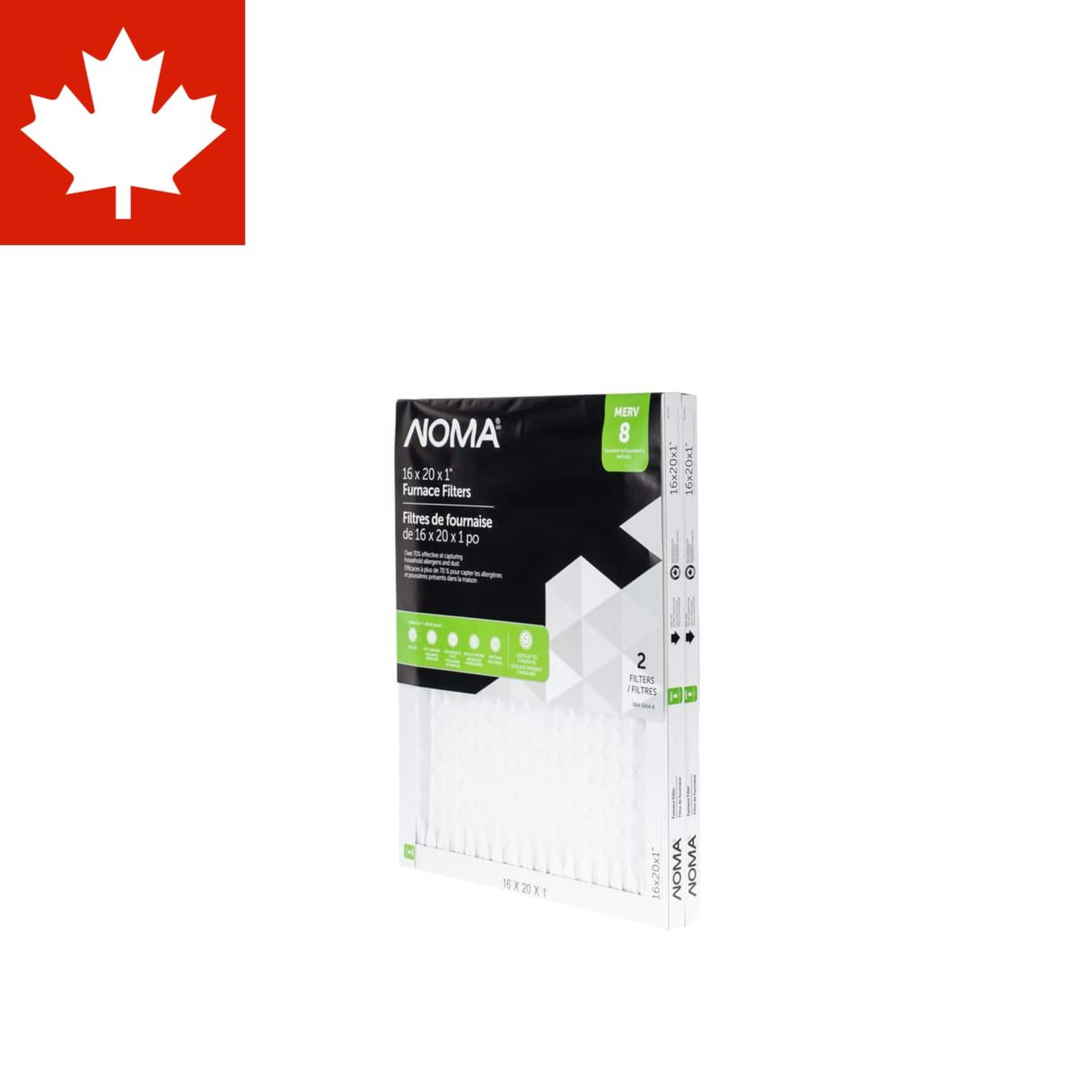 NOMA Electrostatic Furnace Air Filters, MERV 8, 16 x 20 x 1-in, 2-pk Front_Three_Fourths_Angled_Left