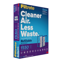 Filtrete™ 3M™ MPR 1550 Refillable Deep Pleat AC Furnace Air Filter Starter Kit, Slim, 16x25x5-in Front_Angled_Right
