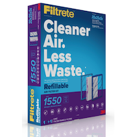 Filtrete™ 3M™ MPR 1550 Refillable Deep Pleat AC Furnace Air Filter Starter Kit, Slim, 20x25x5-in Front_Angled_Right