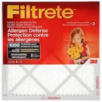 3M™ Filtrete™ Allergen Defense Micro Allergen Air Filters, 1000MPR, 20 x 20 x 1-in, 2-pk Front_Flat