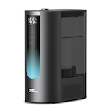 DREO Home Smart Warm & Cool Mist Air Humidifier for Large Rooms, Black, 6-L Front_Angled_Left