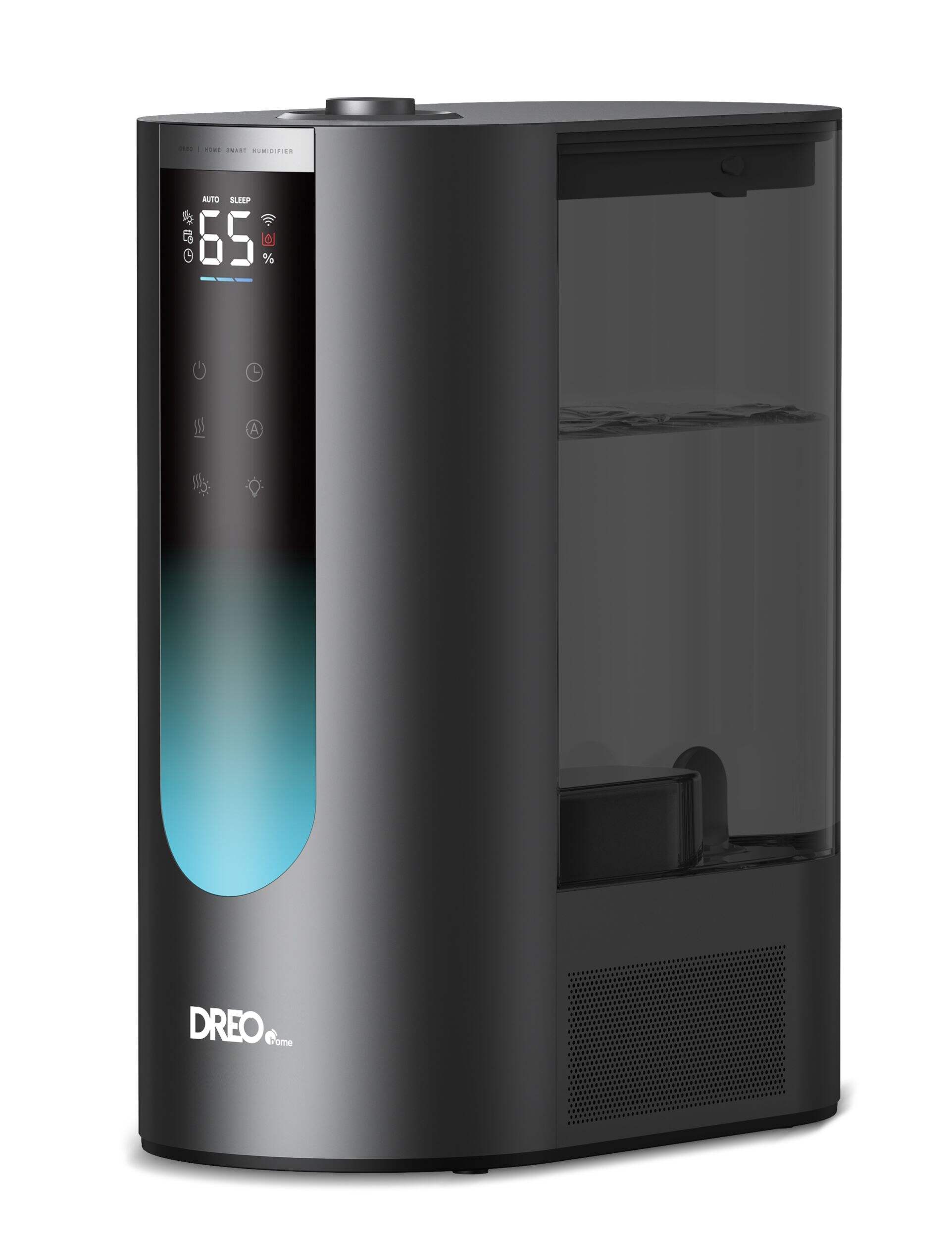 Humidificateur d'air à brume tiède et fraîche intelligent DREO Home, autonomie de 60 heures, pour grande pièce, noir, 6 L Front_Angled_Left