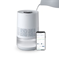 Blueair InvisibleMist Evaporative Smart Top Fill Air Humidifier for Large Rooms, White Front_Elevated
