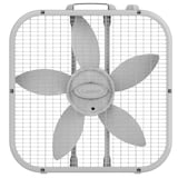 Lasko Steel Portable Box Fan, 3-Speed, White, 20-in Front_Flat