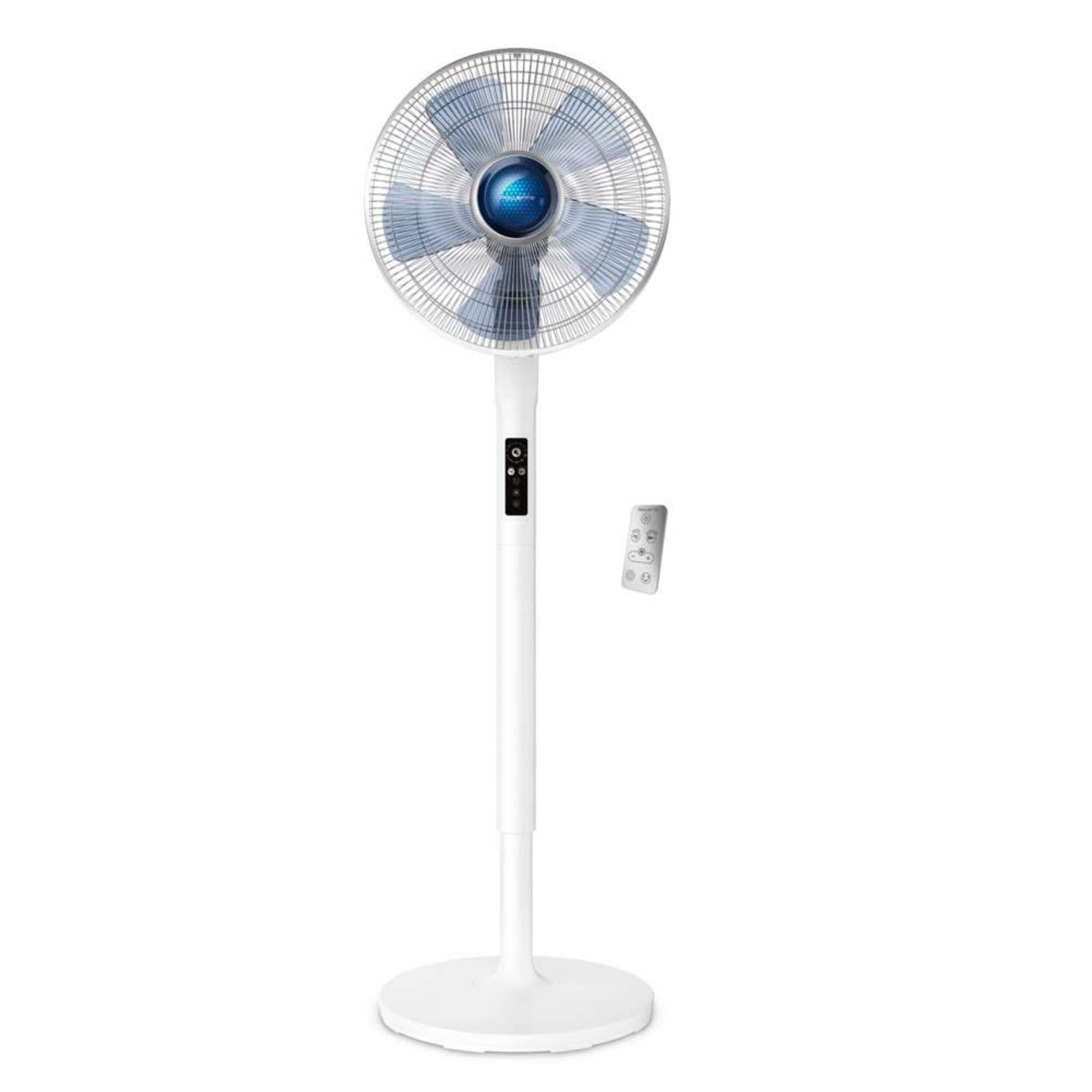 Rowenta Turbo Silence Extreme Oscillating Pedestal/Stand Fan with Remote Control, 5-Speed, White Front_Flat