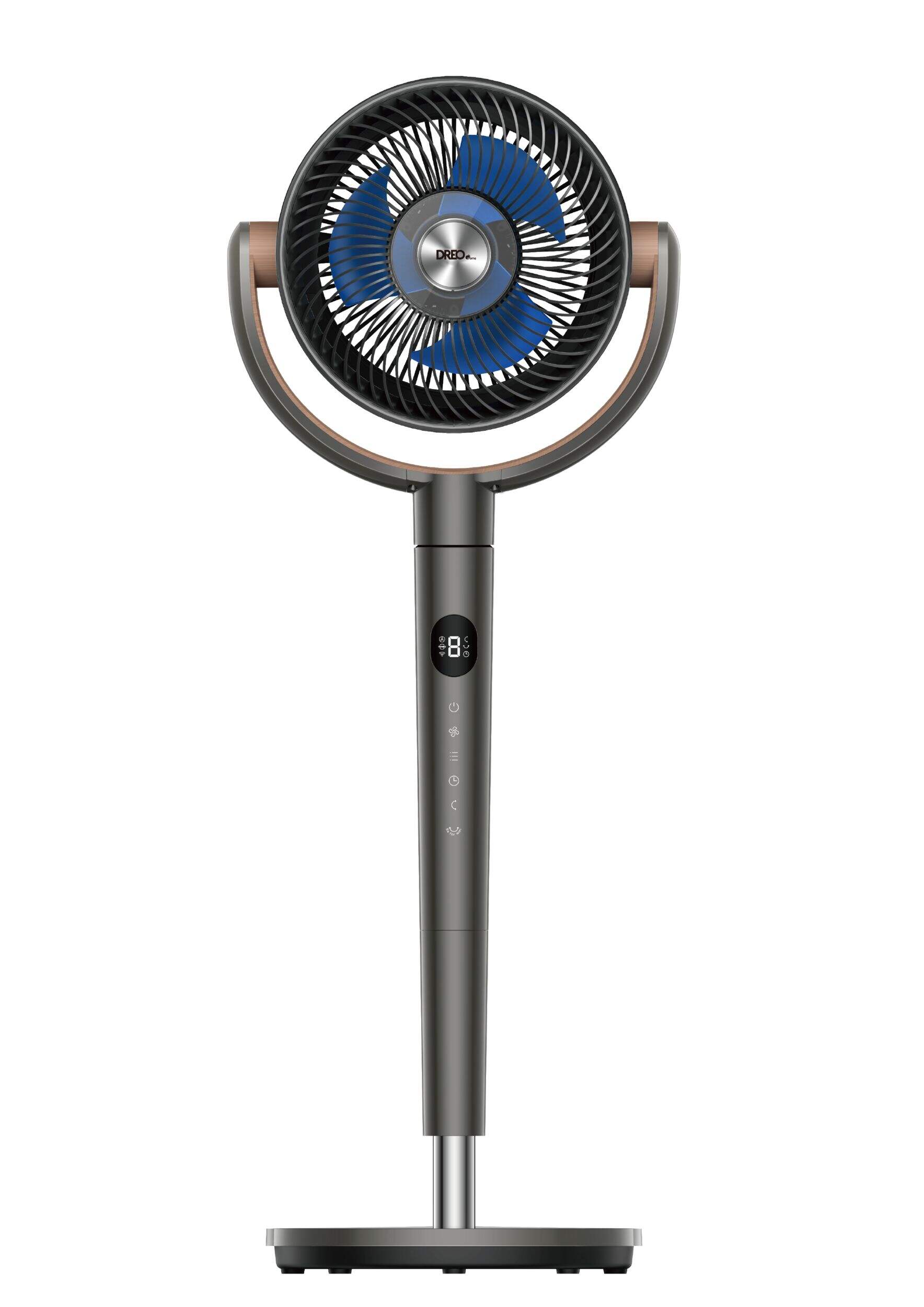 DREO Home DC Poly Grey 3D Oscillating Smart & Quiet Fan, 7-in Front_Flat