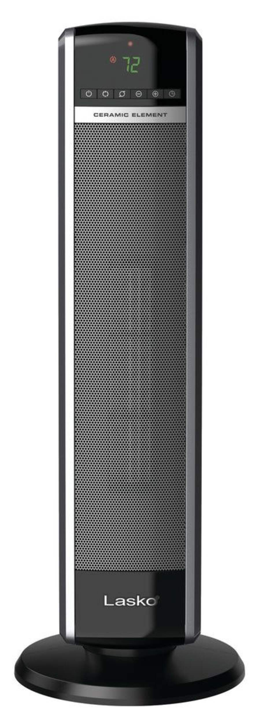 Radiateur céramique en tour numérique Lasko 1500W avec télécommande, 1 500 W, noir, 30 po Front_Flat
