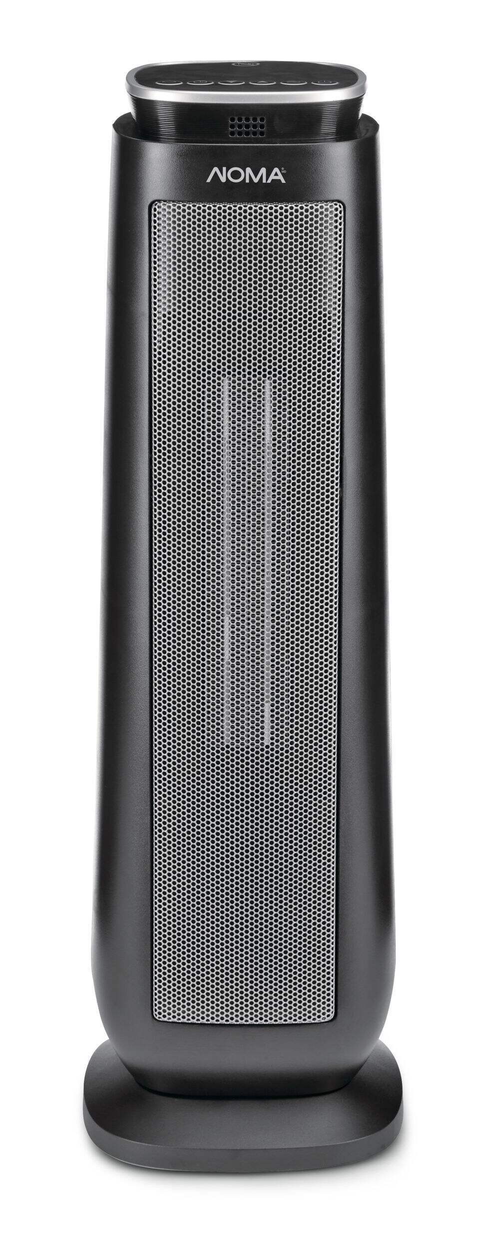 NOMA Tower Ceramic Space Fan Heater w/Remote Control & Thermostat, 1500W, Black, 23-in Front_Flat