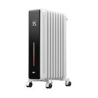 DREO Home 1500W Digital Electric Oil-Filled Radiator Heater with Thermostat, White Front_Angled_Right