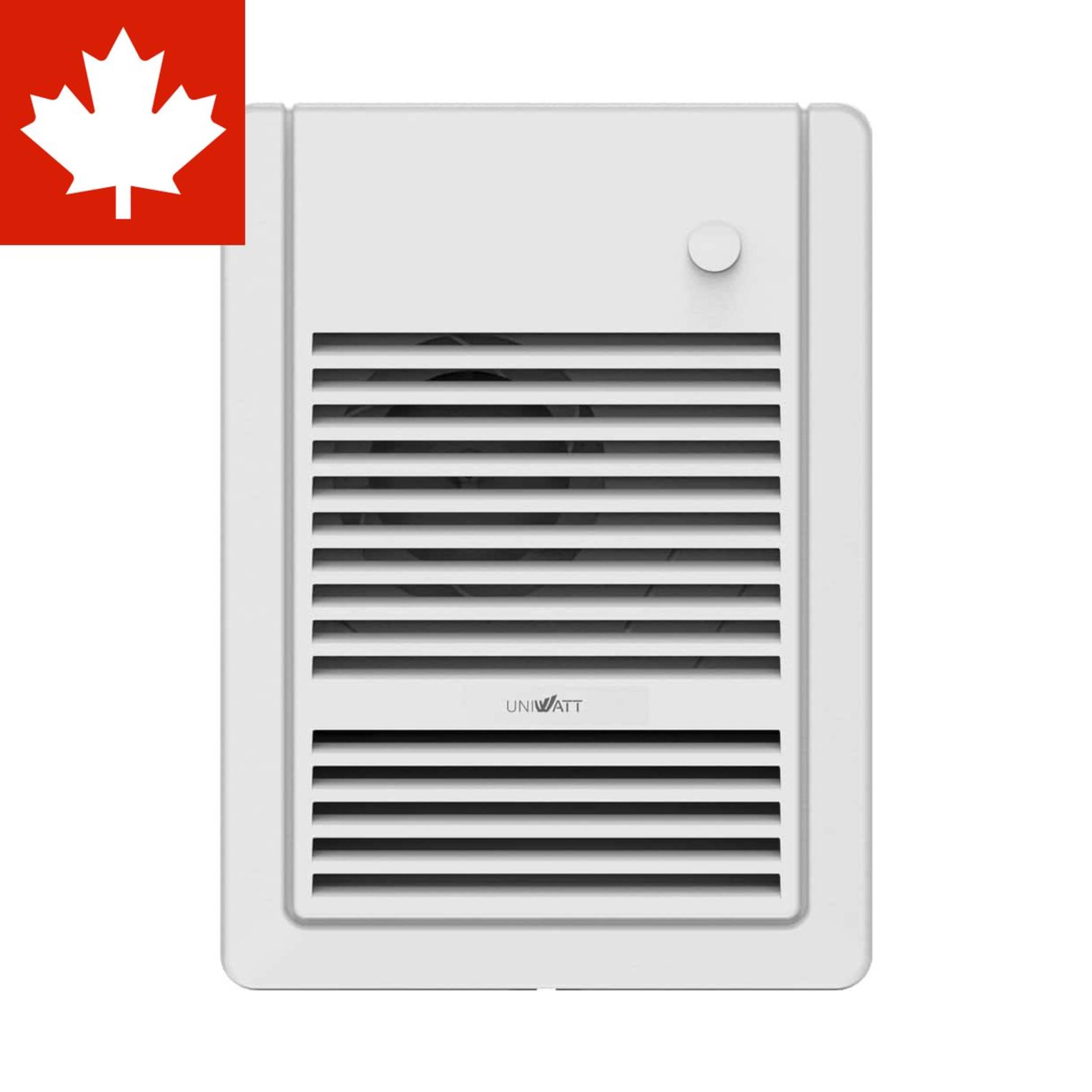 Stelpro Uniwatt Bathroom Wall Aeroconvecator/Fan Heater, 1000W, White Front_Flat