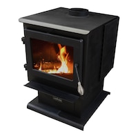 Cleveland Iron Works Ontario Wood Stove with Oversized Viewing Window, EPA Certified, Small, 2000-sq-ft Front_Angled_Left