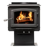 US Stove Company Pedestal Wood Stove with Cast Iron Door, EPA Approved, Large, 3200-sq-ft Front_Flat