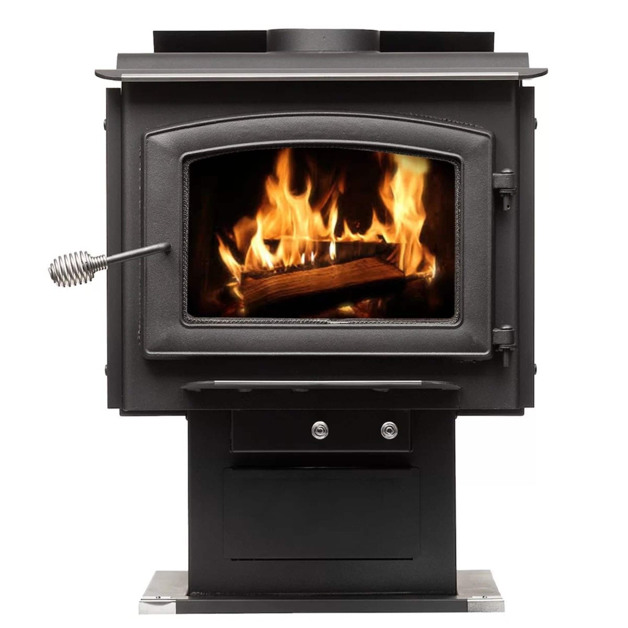 US Stove Company Pedestal Wood Stove with Cast Iron Door, EPA Approved, Large, 3200-sq-ft Front_Flat