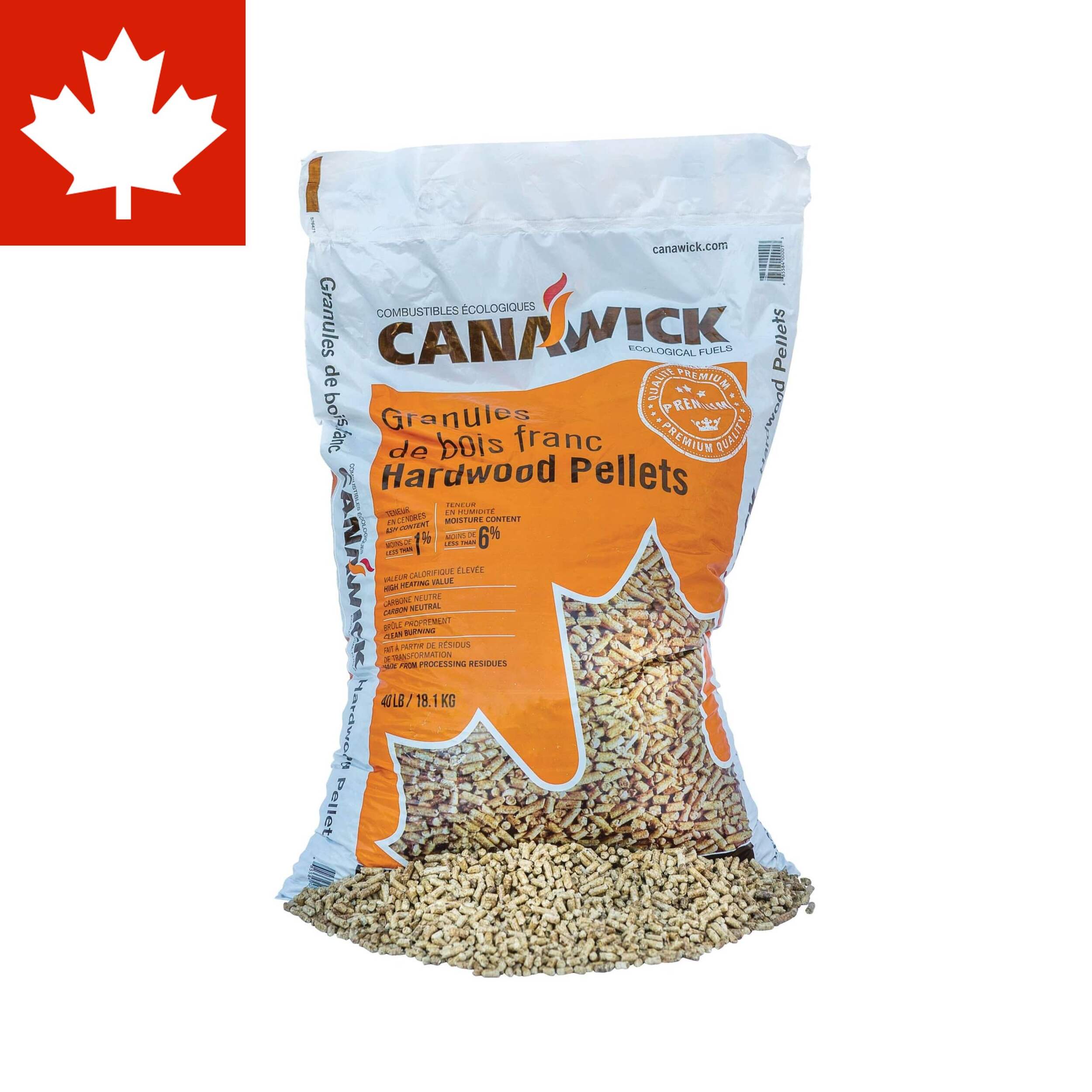 Canawick Long Burning Hardwood Pellets, 8700 BTUs/lb, 40-lbs Composite_or_Mixed