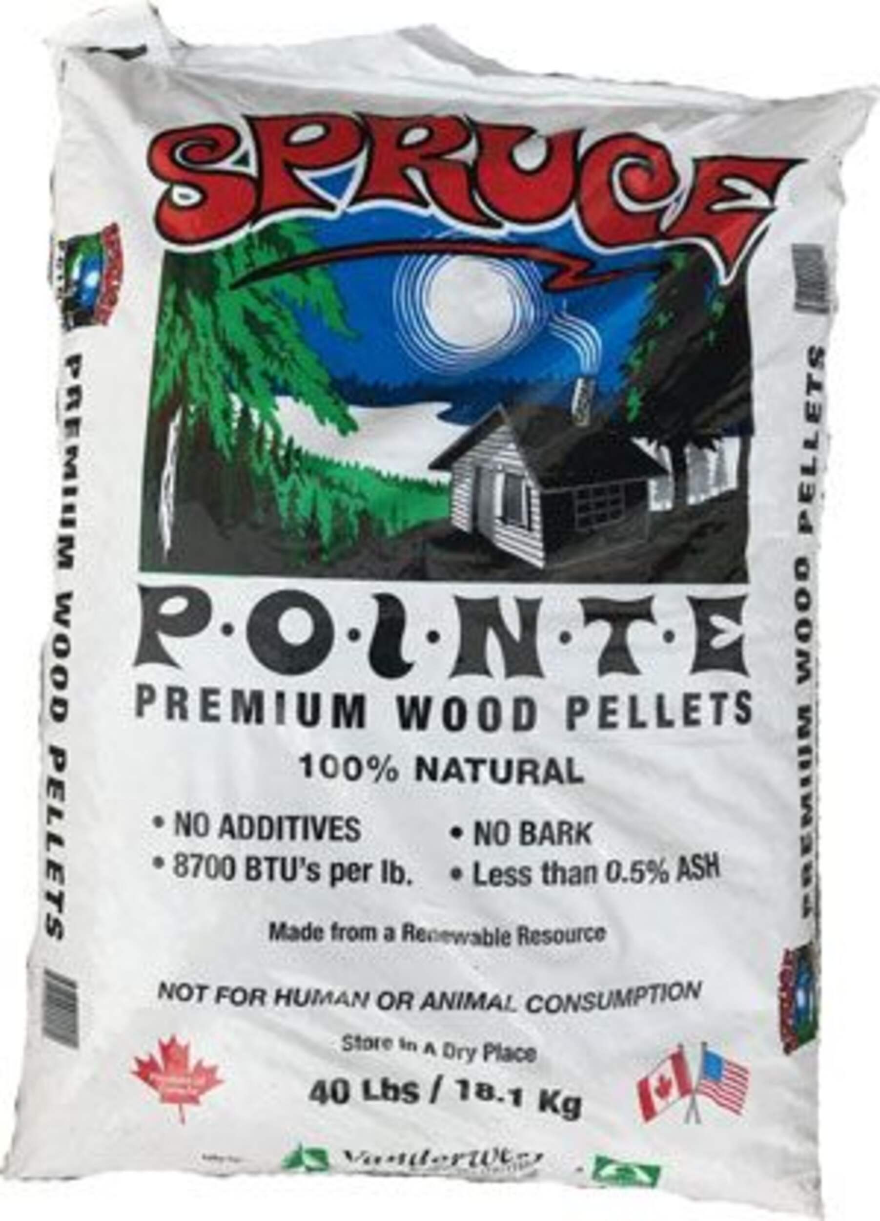 Granules de bois mou combustion lente La Crete, 8500 BTU/lb, 40 lb Front_Flat