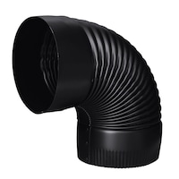 Imperial Metal Crimp/Corrugate Elbow, 6-in x 90°, Black Matte Finish Front_Angled_Left