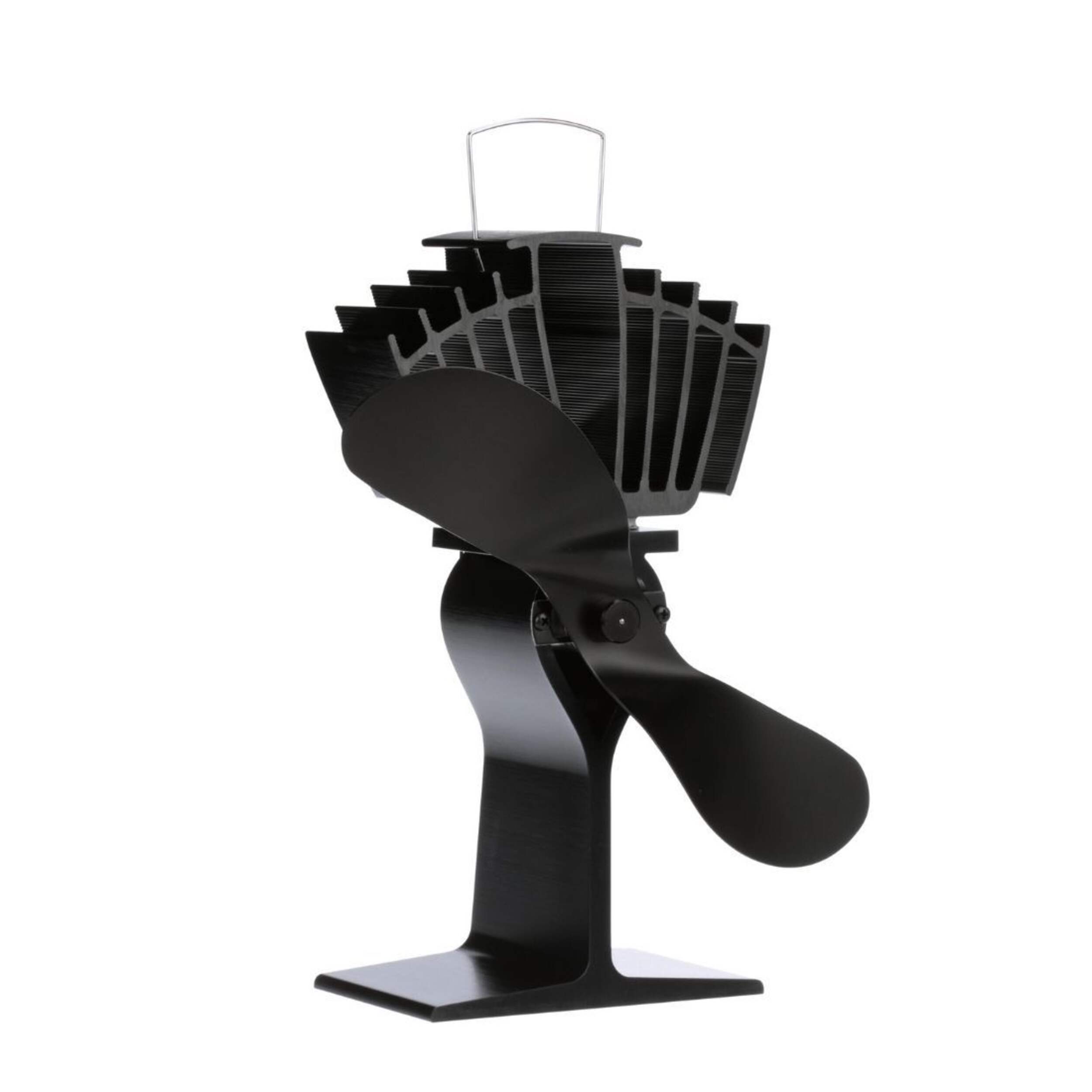 Ecofan AirMax Large-Sized Wood Stove Fan, Heat Powered, 175 CFM, Black Front_Three_Fourths_Angled_Right