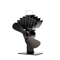 Ecofan Ultra Air Mid-Sized Heat Powered Wood Stove Fan, Warm Air Circulation 125 CFM, Black Front_Three_Fourths_Angled_Left