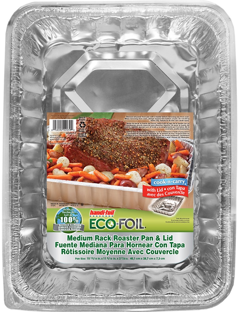 HandiFoil CookNCarry Medium Rack Aluminum Roaster Pan with Lid, 7.57