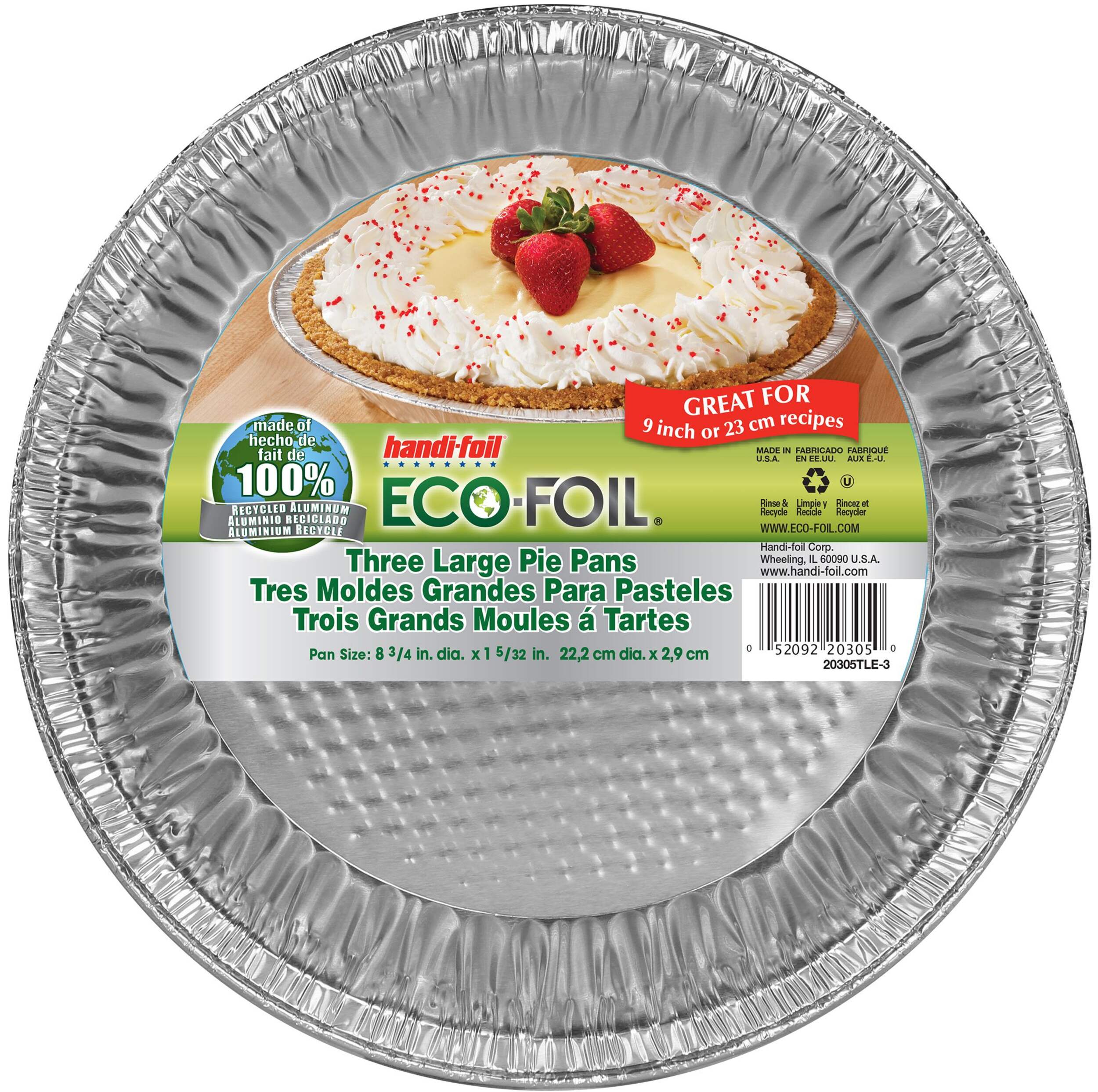 Grands moules à tarte Handi-Foil en aluminium, 9 po, paq. 3 Overhead_Flat