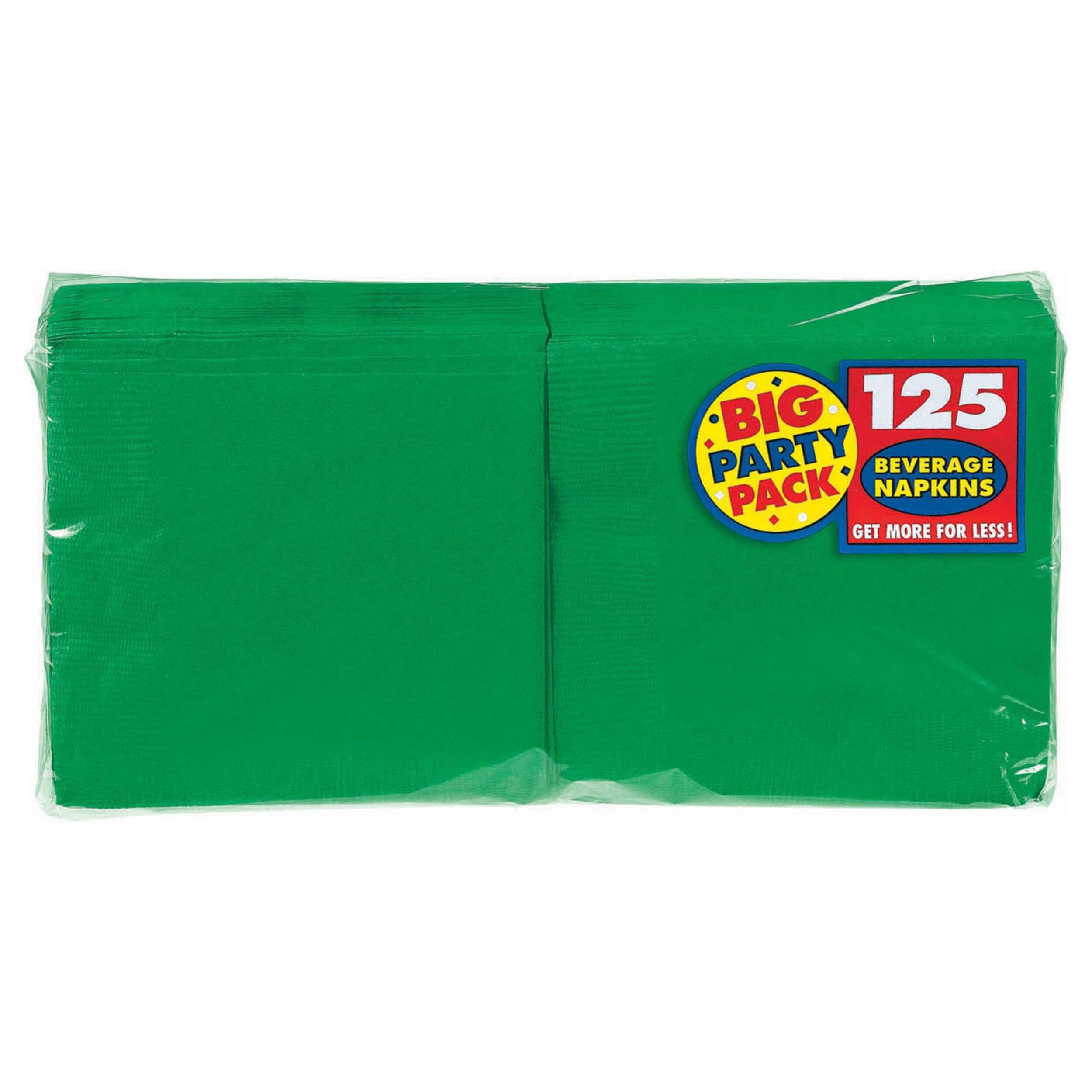 Big Party Pack 2-Ply Beverage Napkins, Festive Green, 125-pk Front_Elevated