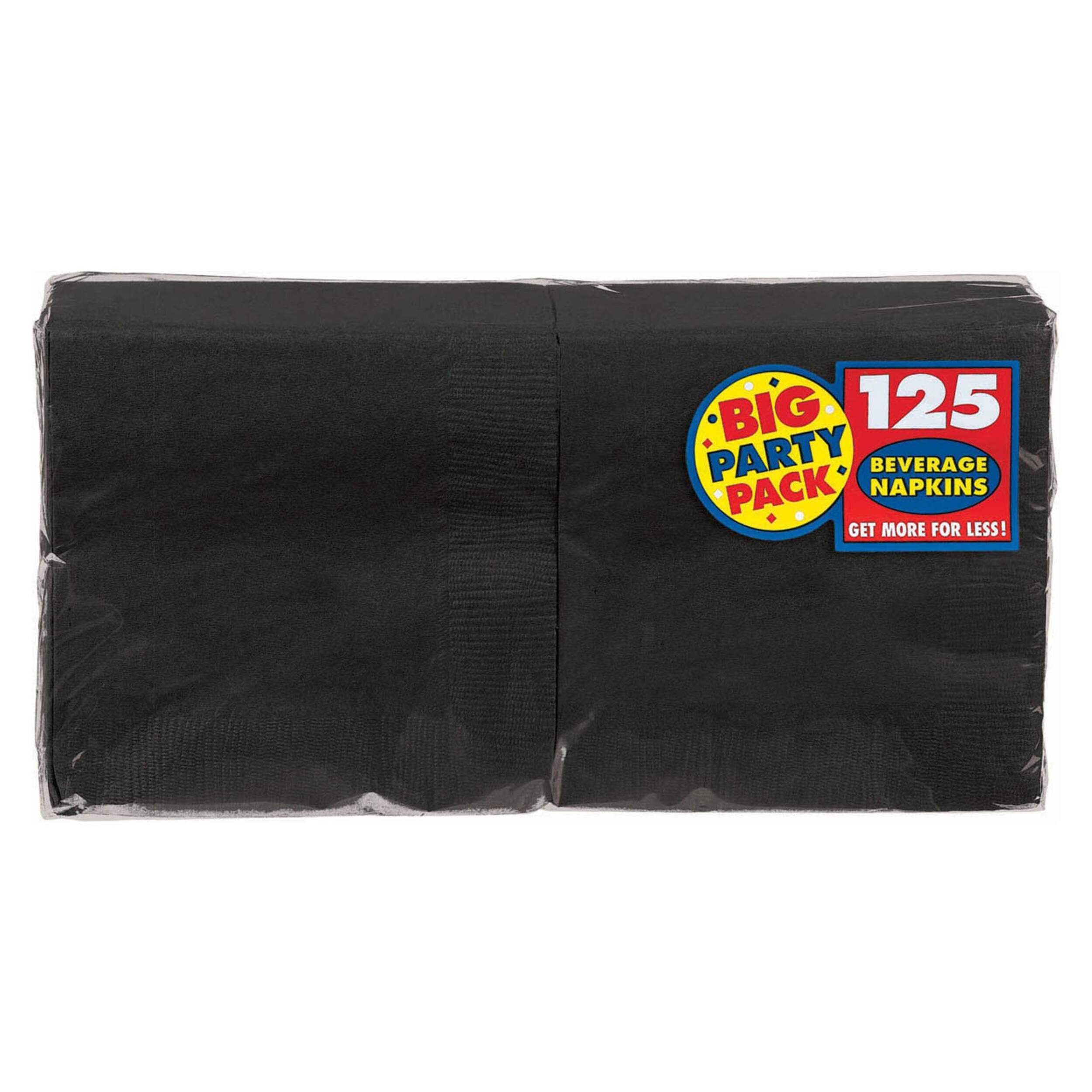 Big Party Pack 2-Ply Beverage Napkins, Black, 125-pk Front_Elevated