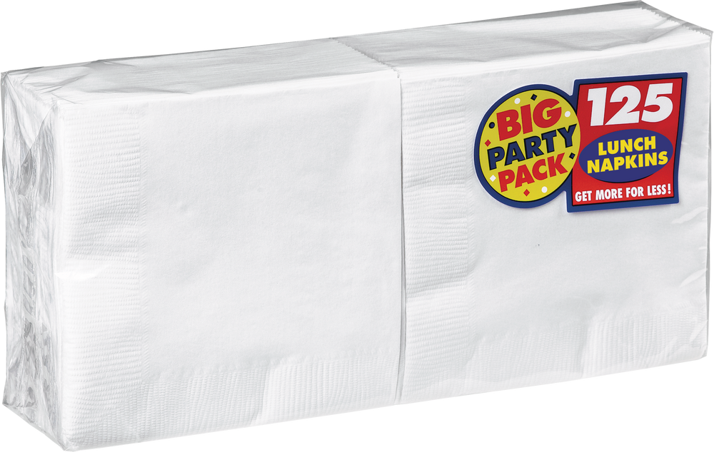 Big Party Pack 2Ply Lunch Napkins, White, 125ct Canadian Tire