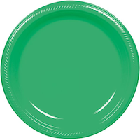 Big Party Pack Round Plastic Reusable Dessert Plates, Assorted Colours, 7-in, 50-pk, for Birthday/Graduation Front_Flat