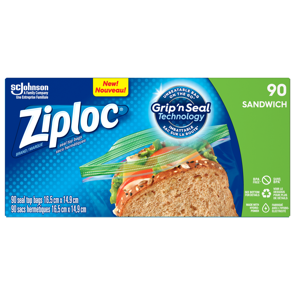 Sacs pour sandwich et collation en plastique Ziploc, mégapaquet, 670 mL,  paq. 270