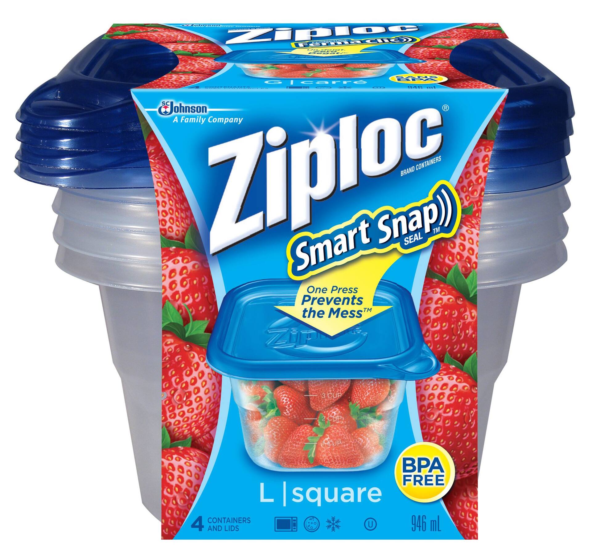 Ziploc - 4 Pack 709mL Small Disposable Square Food Containers :: Weeks Home  Hardware