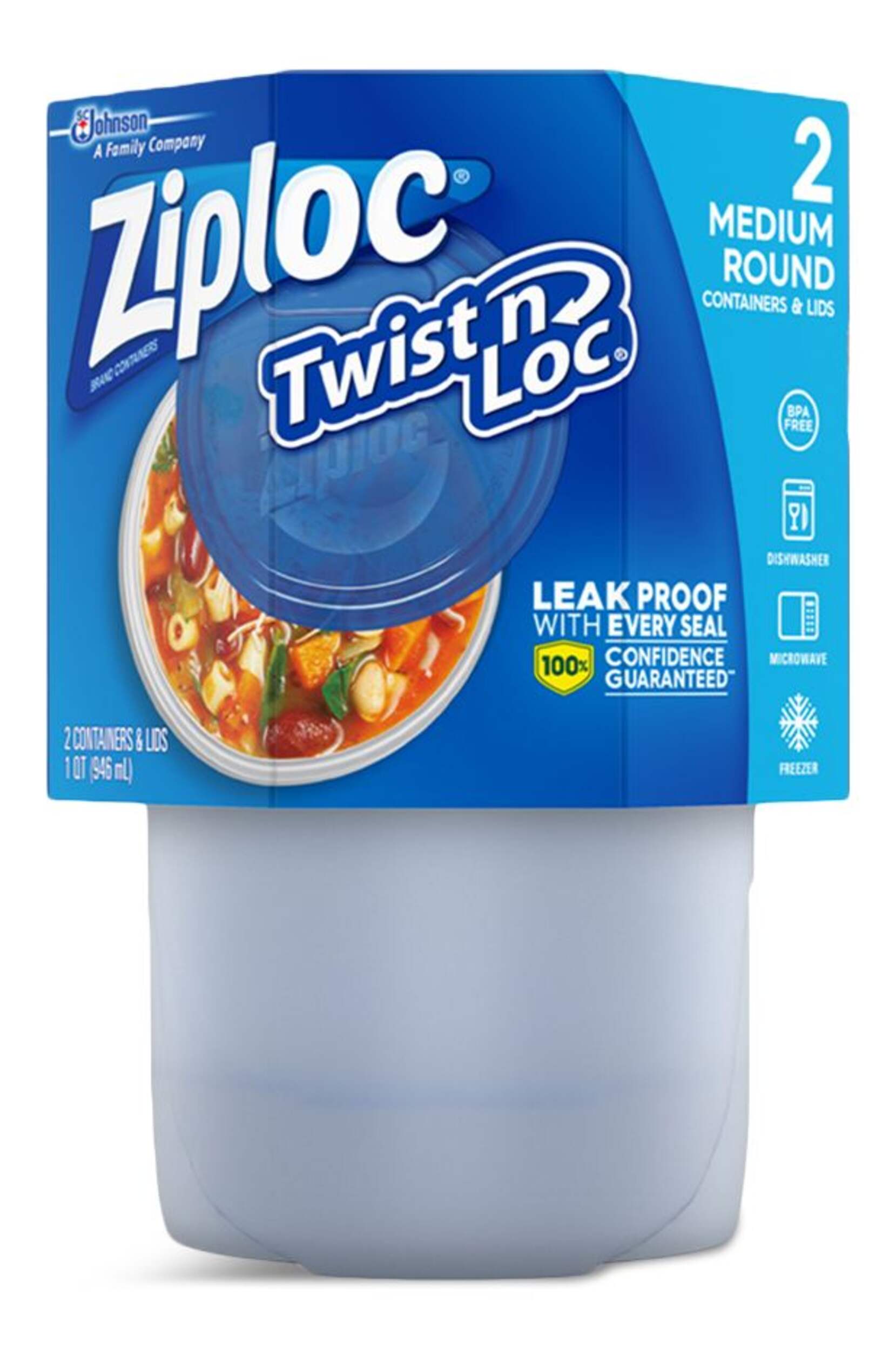 Ziploc Medium Twist n' Lock Plastic Food Storage Container, 946mL, 2