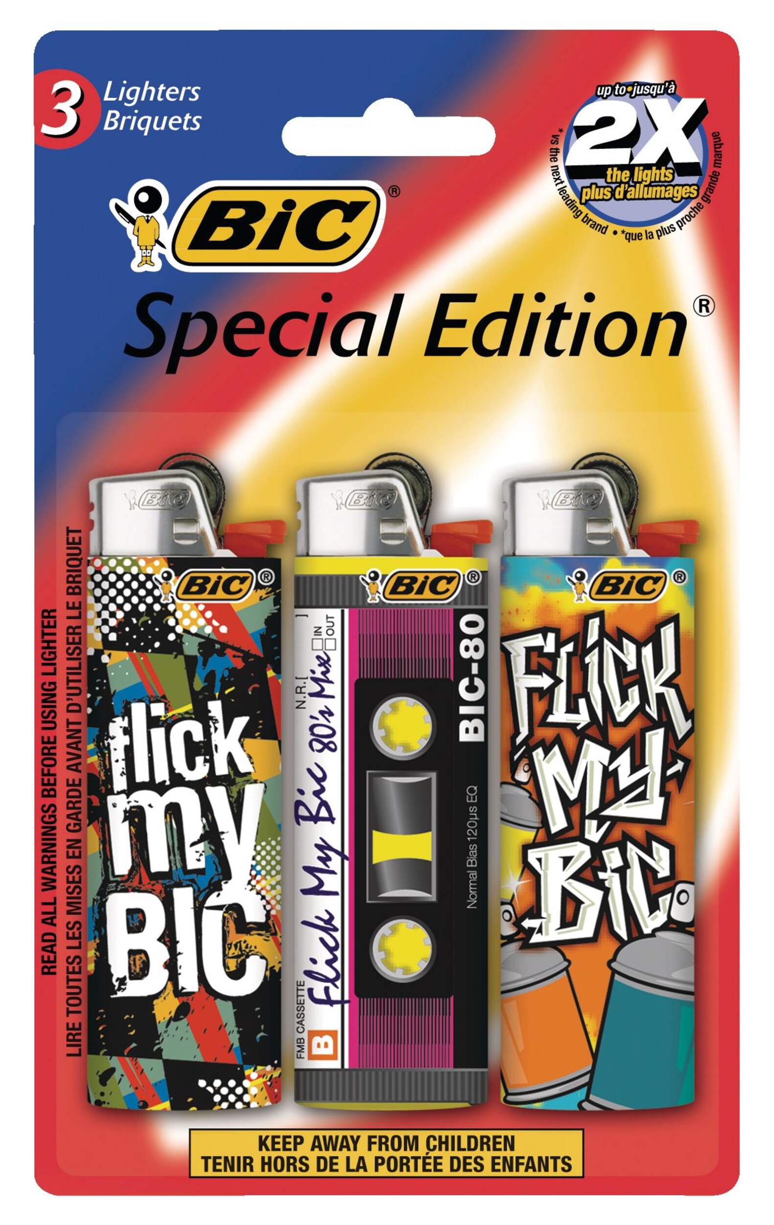 BIC Special Edition Lighter, Multi-colour, 3-pk Front_Flat