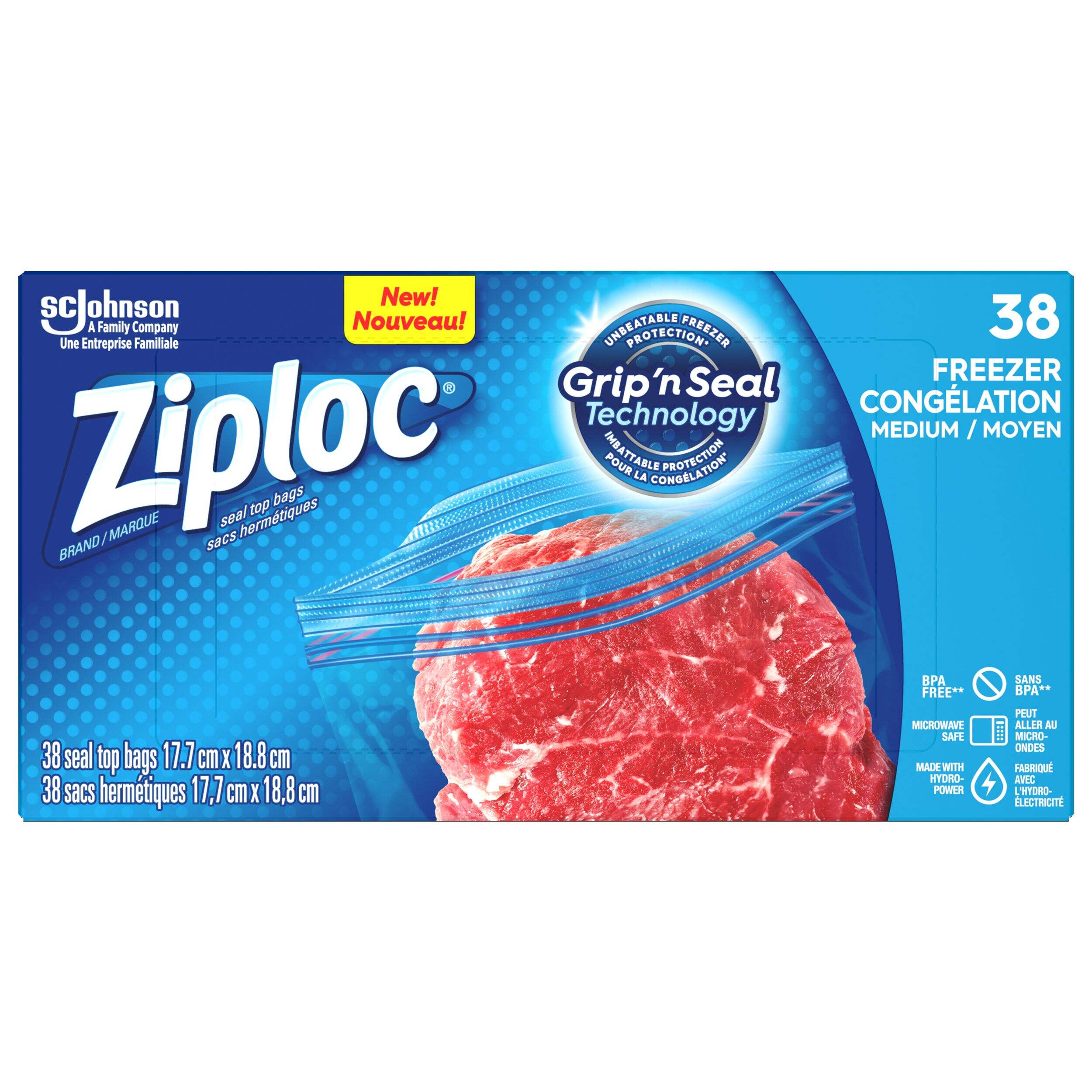 Ziploc Medium Freezer Plastic Bags Value Pack, 950-mL, 38-pk | Canadian ...