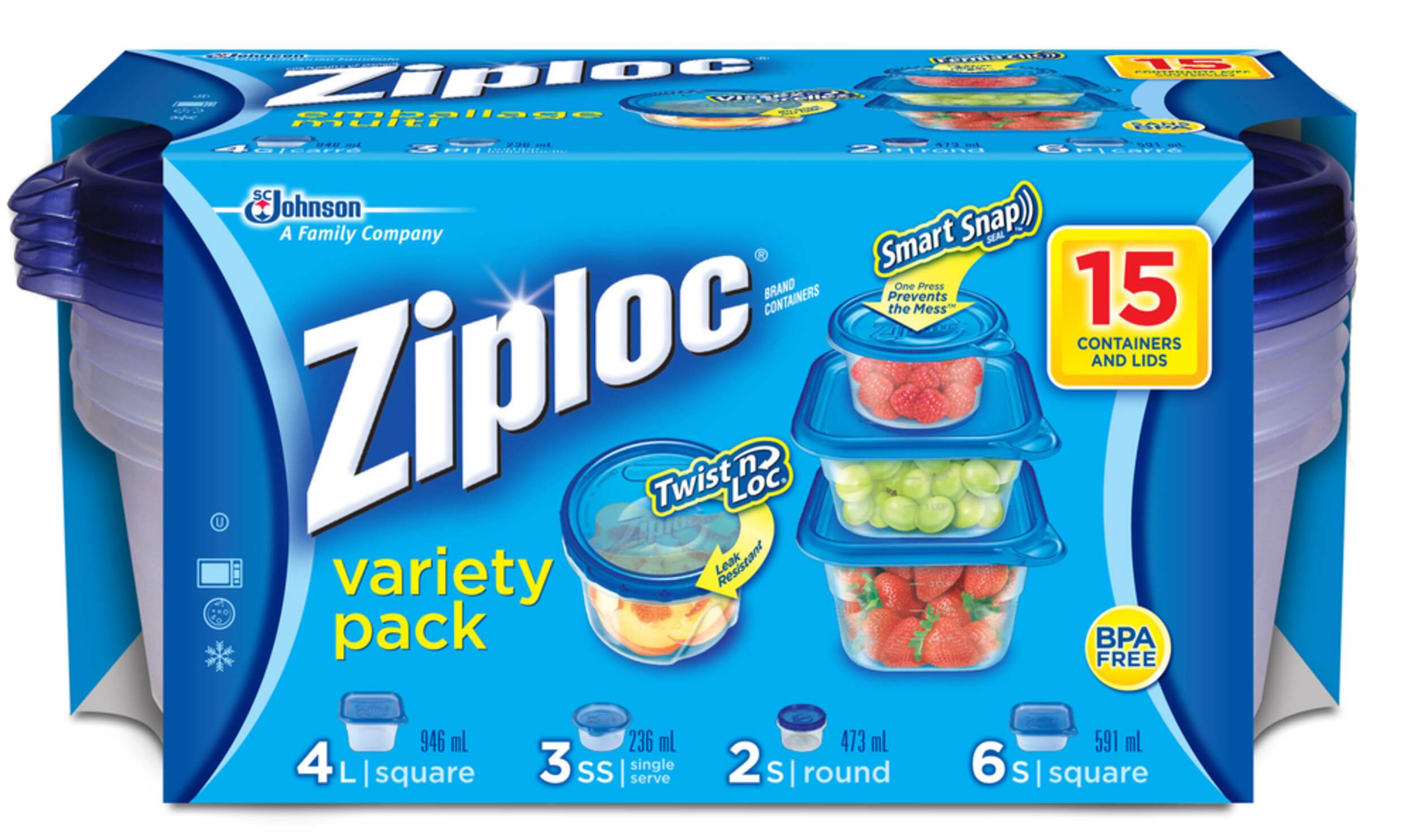 Ziploc Mixed Storage Containers, 15pc Canadian Tire